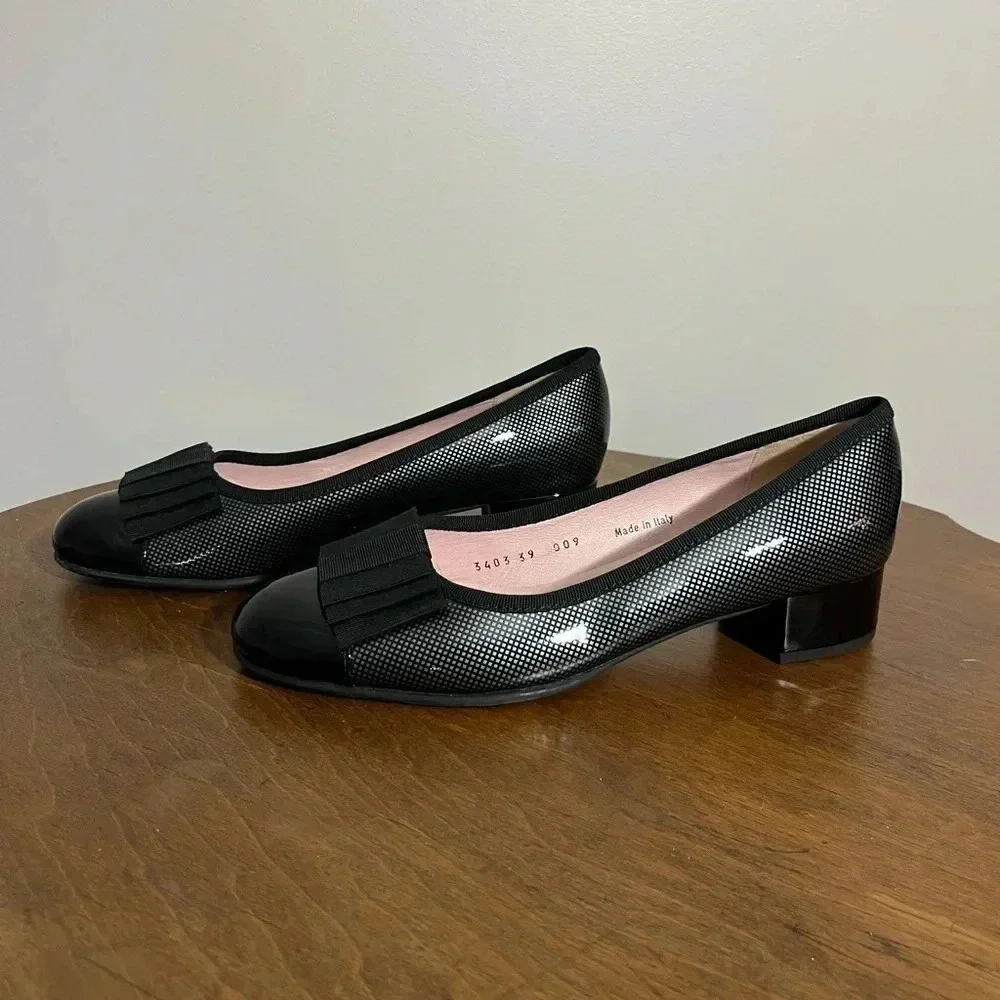 Ceccanti Black and Grey Patent Leather Dress‎ shoes Size 9